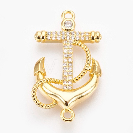 Brass Micro Pave Cubic Zirconia Links ZIRC-E153-03G-NR-1