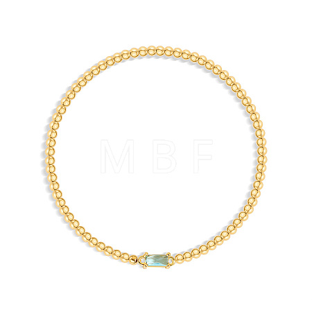 Birthstone 304 Stainless Steel Pave Cubic Zirconia Link Bracelets FS-WG4804B-04-1