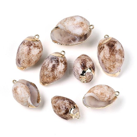 Electroplate Natural Shell Pendants SSHEL-N042-06-1