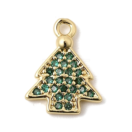 Christmas Brass Micro Pave Cubic Zirconia Charms KK-L258-04G-C01-1