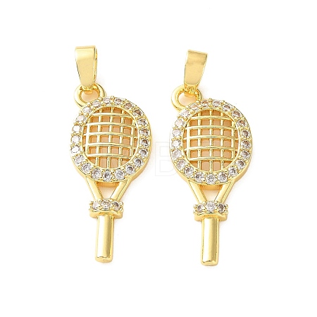 Brass Micro Pave Clear Cubic Zirconia Pendants CU-CBA2554-01G-1