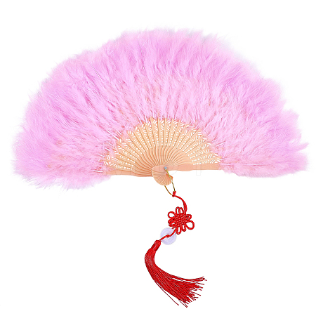 Plastic & Feather Folding Fan AJEW-WH20130-171B-1