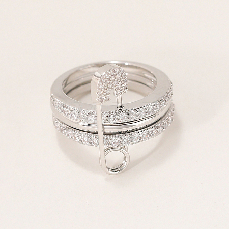 Brass Micro Pave Cubic Zirconia Finger Rings FA7520-2-1
