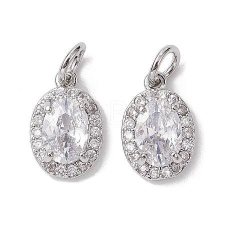 Brass Micro Pave Clear Cubic Zirconia Charms KK-K360-17P-1
