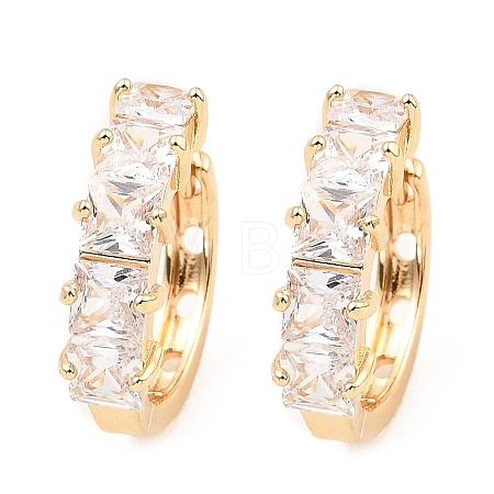 Brass Micro Pave Cubic Zirconia Hoop Earrings EJEW-D078-18KCG-1