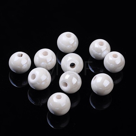 Glazed Porcelain Round Beads PORC-S489-10mm-01-1