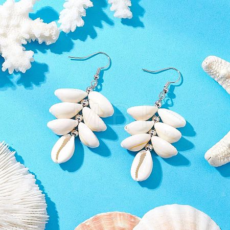 304 Stainless Steel Shell Shape Dangle Earrings EJEW-JE06381-02-1