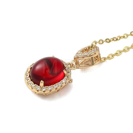 Brass Micro Pave Cubic Zirconia Pendant Necklaces NJEW-E106-10KCG-02-1