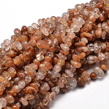 Natural Rutilated Quartz Chip Beads Strands G-E271-91-1