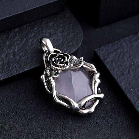 Natural Rose Quartz Pendants PW-WGC9437-06-1