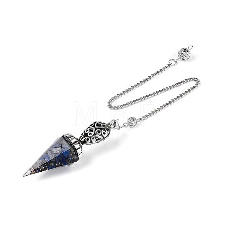 Natural Lapis Lazuli Chip & Epoxy Resin Dowsing Pendulum Big Pendants AJEW-N004-01C-1