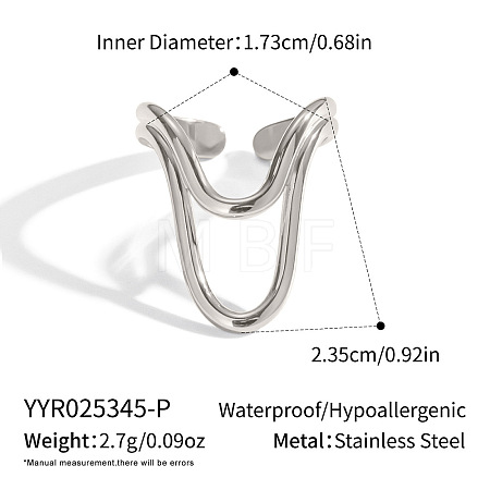 Adjustable 304 Stainless Steel Open Cuff Rings for Women LS-SZ1207-6-1