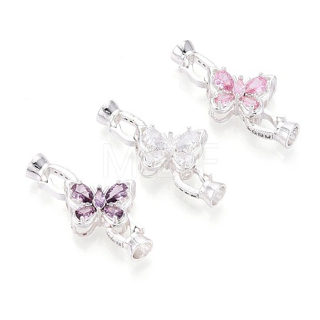 Brass Micro Pave Cubic Zirconia Fold Over Clasps KK-U037-10S-1