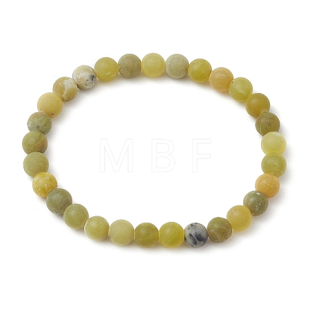 Frosted Natural TaiWan Jade Round Beaded Stretch Bracelets for Women Men BJEW-JB11478-01-1