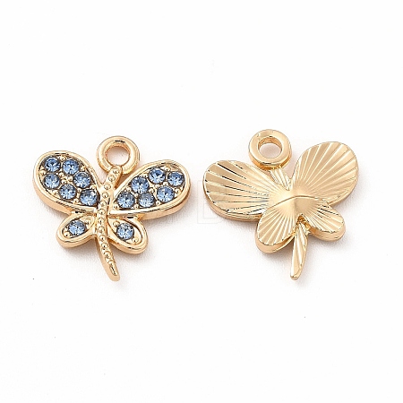Rack Plating Eco-friendly Alloy Rhinestone Charms FIND-A025-13G-02-1