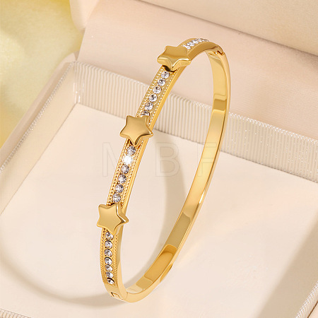 304 Stainless Steel & Crystal Rhinestone Hinged Bangles for Women WG2CEEC-01-1