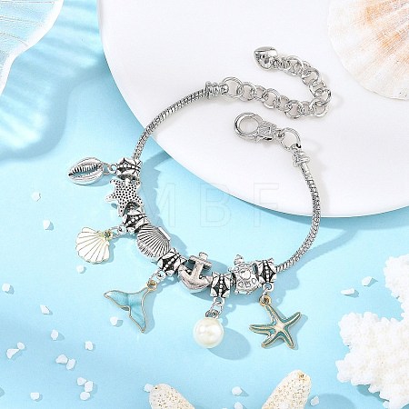 Ocean Brass European Style Bracelets BJEW-JB14273-1