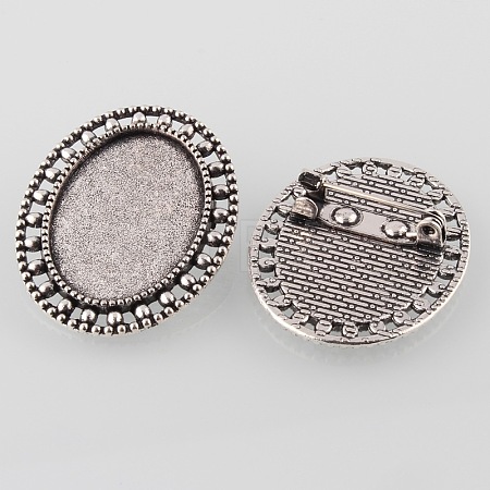 Vintage Alloy Brooch Cabochon Bezel Settings PALLOY-O038-33AS-1