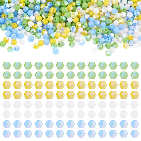 4 Strands 4 Colors AB Color Plated Opaque Glass Beads Strands GLAA-TADJ0001-20C-1