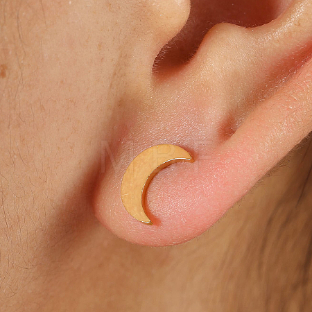 Fashionable and Cute Moon 201 Stainless Steel Stud Earrings OA0513-1