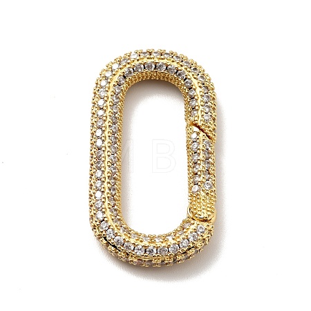 Brass Micro Pave Clear Cubic Zirconia Spring Gate Rings KK-G414-06G-1