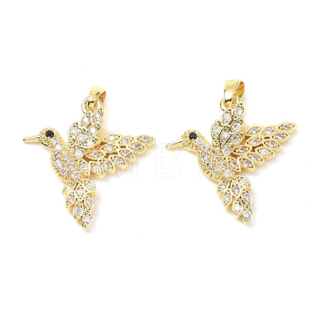 Brass Micro Pave Clear Cubic Zirconia Pendants KK-G533-07E-G-1