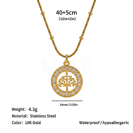 304 Stainless Steel Crystal Rhinestone Ring Pendant Necklaces WG906B2-02-1