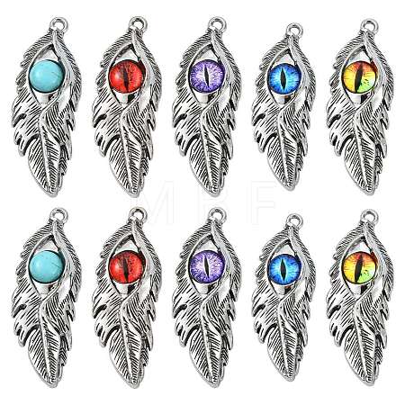 10Pcs 5 Colors Alloy Glass Big Pendants FIND-CJ0005-78-1
