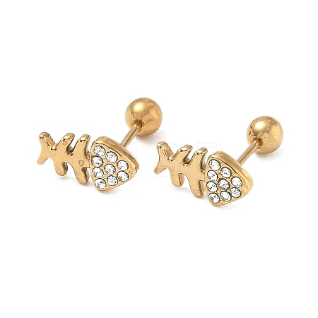 304 Stainless Steel Crystal Rhinestone Animal Cartilage Earrings SA-CBA1F7E-01G-09-1