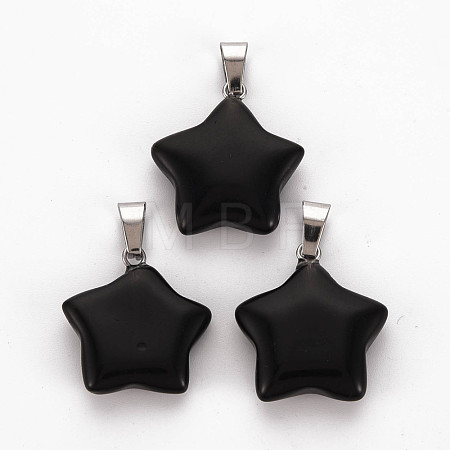 Star Natural Black Stone Pendants G-Q367-23-1