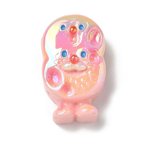 Electroplate Number Theme Resin Beads RESI-Q015-01I-1