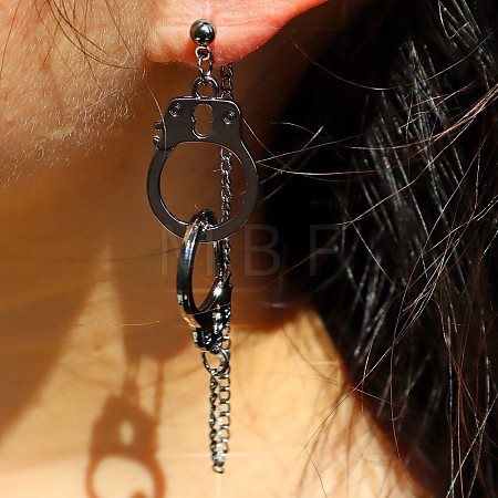 Handcuffs Alloy Curb Chain Dangle Stud Earrings FS-WG10D04-01-1