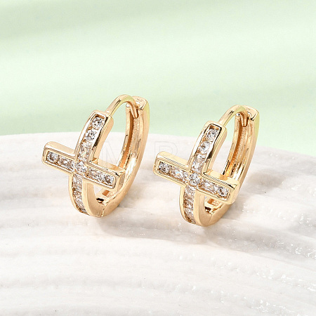 Brass Micro Pave Cubic Zirconia Hoop Earrings KK-CBACA55-18G-1