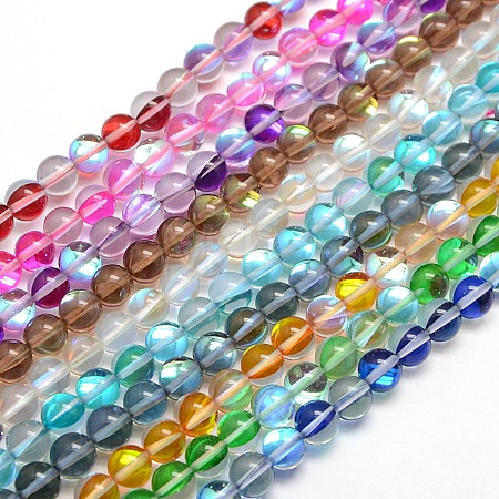 Synthetic Moonstone Beads Strands G-F143-8mm-M-1