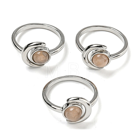 Natural Sunstone Adjustable Rings RJEW-K269-09P-02-1