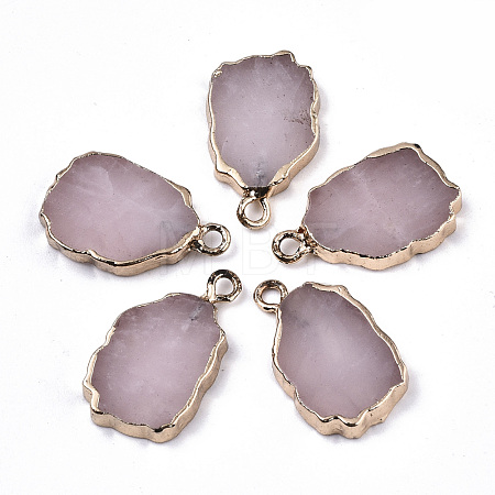 Natural Rose Quartz Pendants G-N326-41G-1