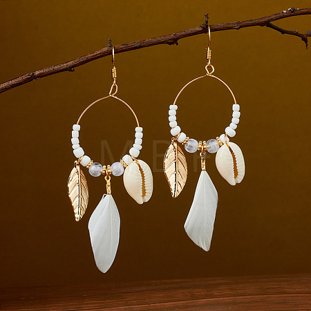 Ring with Leaf Zinc Alloy Acrylic Dangle Earrings FS-WGF3871-06-1