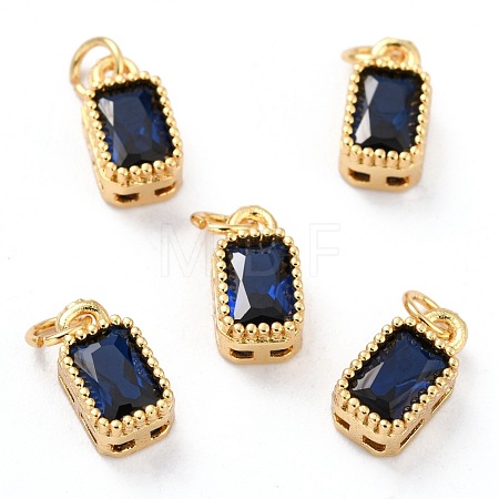 Real 18K Gold Plated Brass Inlaid Cubic Zirconia Charms ZIRC-L100-075G-05-1