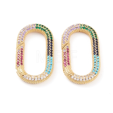 Brass Micro Pave Cubic Zirconia Spring Gate Rings ZIRC-L093-50G-1