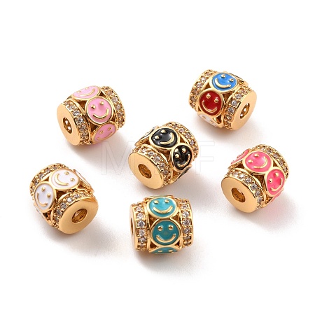 Real 18K Gold Plated Brass Micro Pave Clear Cubic Zirconia Beads ZIRC-Z023-07-1
