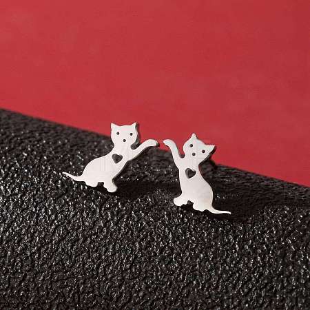 Stainless Steel Small Animal Stud Earrings for Women PW-WG5B49B-06-1