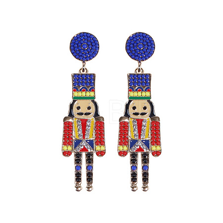 Cartoon Soldier Shape Alloy Enamel Dangle Stud Earrings FS-WGA682D-02-1