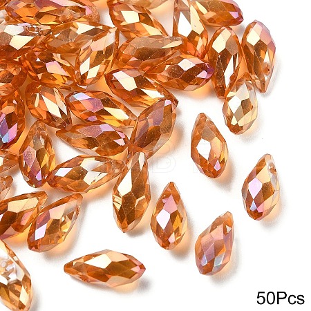 50Pcs Electroplate Glass Faceted Teardrop Beads EGLA-YW0005-17B-1