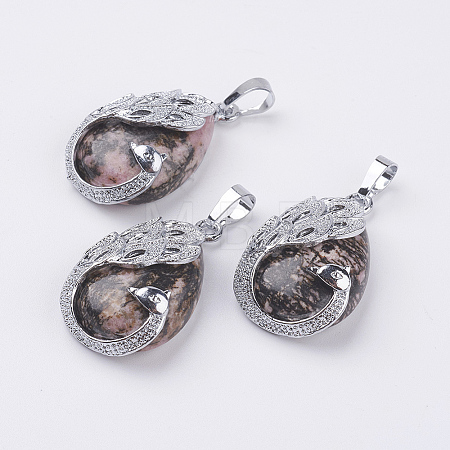 Natural Rhodonite Pendants X-G-E442-04G-1