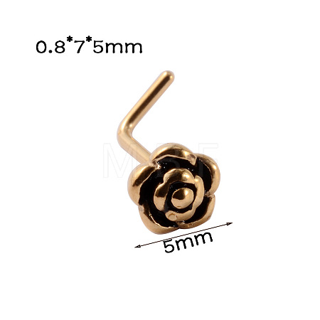 304 Stainless Steel L Shaped Flower Nose Studs WG137BA-09-1