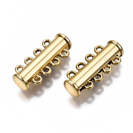 4-Strands Brass Magnetic Slide Lock Clasps KK-Q740-17G-1
