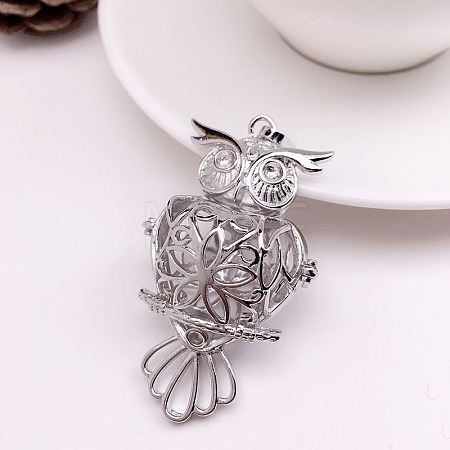 Brass Bead Cage Pendants X-BECA-PW0001-02B-1