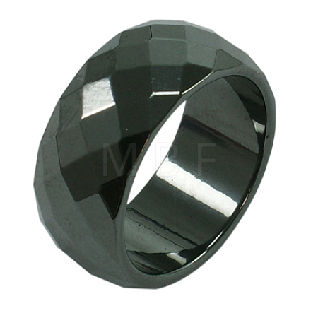 Faceted Hematite Wide Band Ring X-PJR036-1