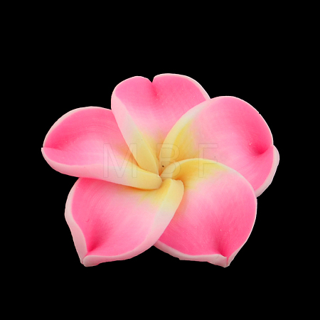 Handmade Polymer Clay 3D Flower Plumeria Beads X-CLAY-Q192-15mm-10-1