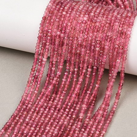 Faceted Rondelle Natural Pink Tourmaline Beads Strands G-F289-45-01-1